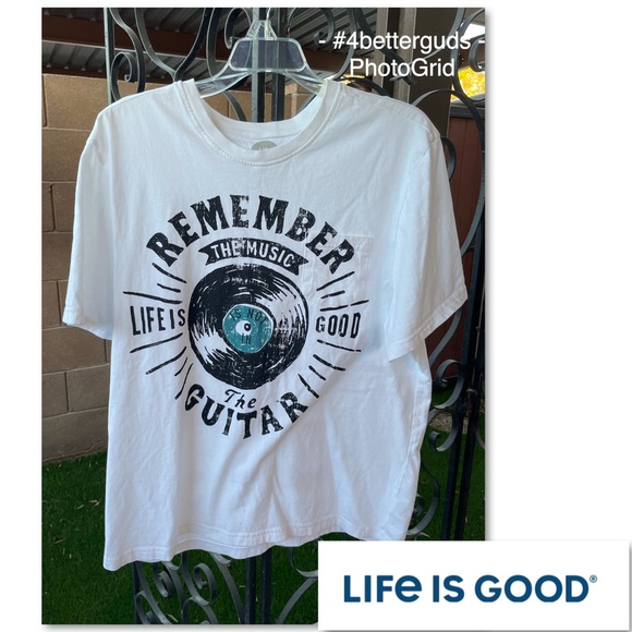 Life Is Good Sleep Short Sleeve Cotton Shirt Remember the Music The Guitar LG - Picture 7 of 10